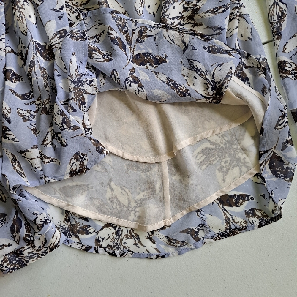 Astr Blue Floral Cold Shoulder Blouse - Picture 4 of 7